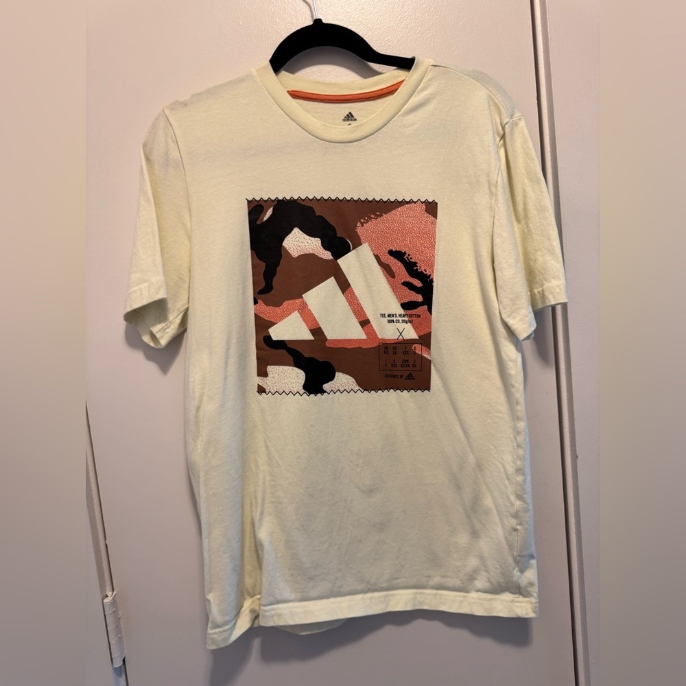 Adidas Men’s Small Camo Bos Tee M Printing Color Block Casual Sports White NWOT